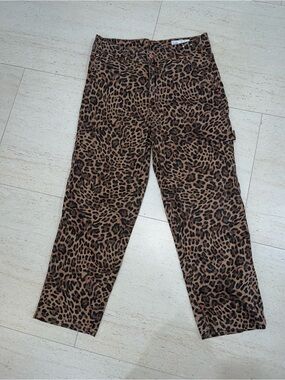 GAP Leopard Print Carpenter Mid-Rise Pants - Brown Black size 28